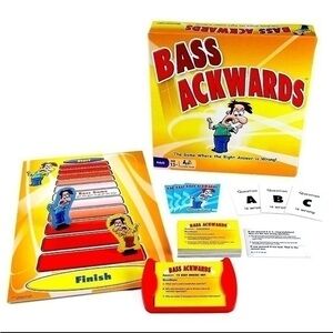 BASS ACKWARDS strategy board game. Ages 13+. Excellent, like new condition.